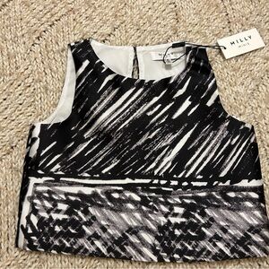 NWT Milly Black and White scribble Top size 5
